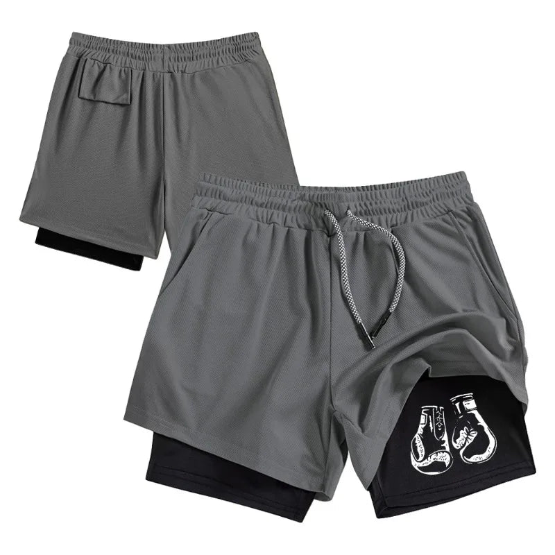 Pantalones cortos de running para hombre de doble capa