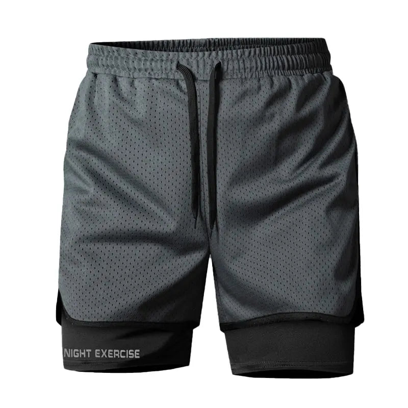 Ippolich Men's 2-in-1 Running Shorts – Quick-Dry Polyester with Inner Liner