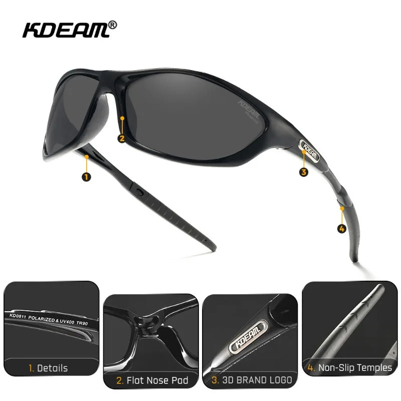 KDEAM Polarized Running Sunglasses for Men & Women – UV400 TAC Lens, TR-90 Frame