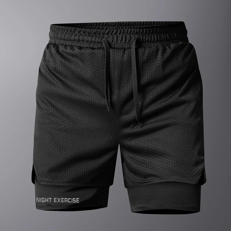 Ippolich Men's 2-in-1 Running Shorts – Quick-Dry Polyester with Inner Liner