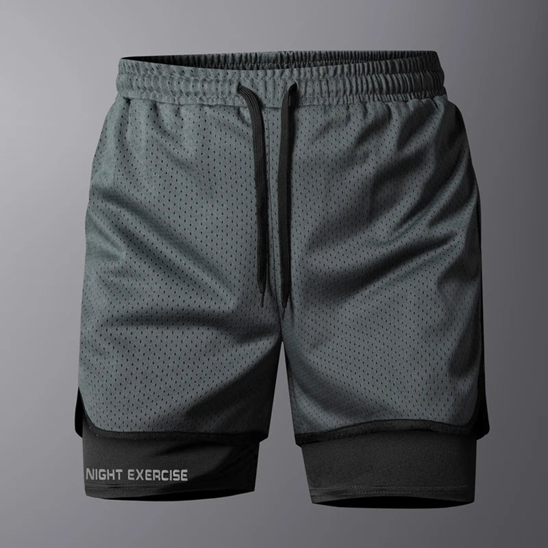 Ippolich Men's 2-in-1 Running Shorts – Quick-Dry Polyester with Inner Liner