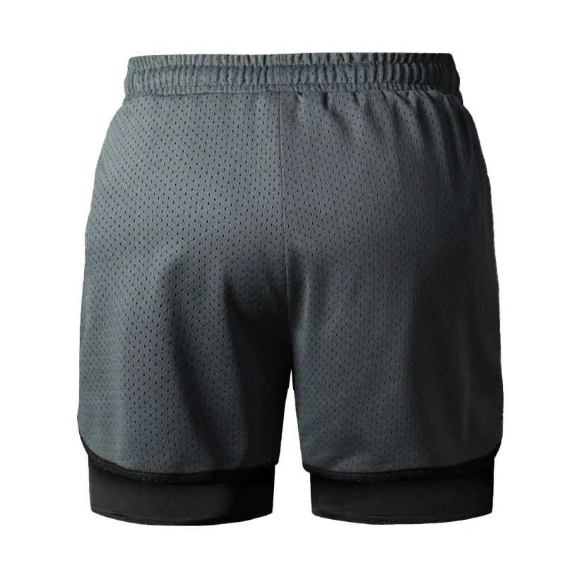 Ippolich Men's 2-in-1 Running Shorts – Quick-Dry Polyester with Inner Liner