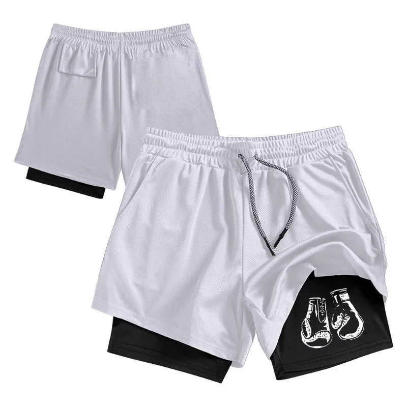Pantalones cortos de running para hombre de doble capa