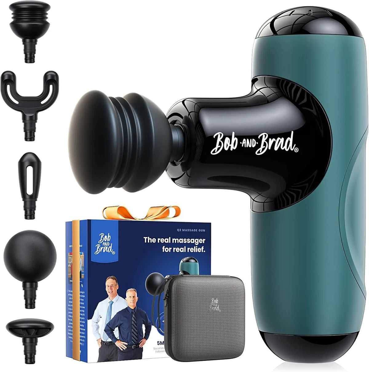 Bob and Brad Q2 Mini Percussion Massage Gun – Portable Deep Tissue, USB-C, 3000 RPM