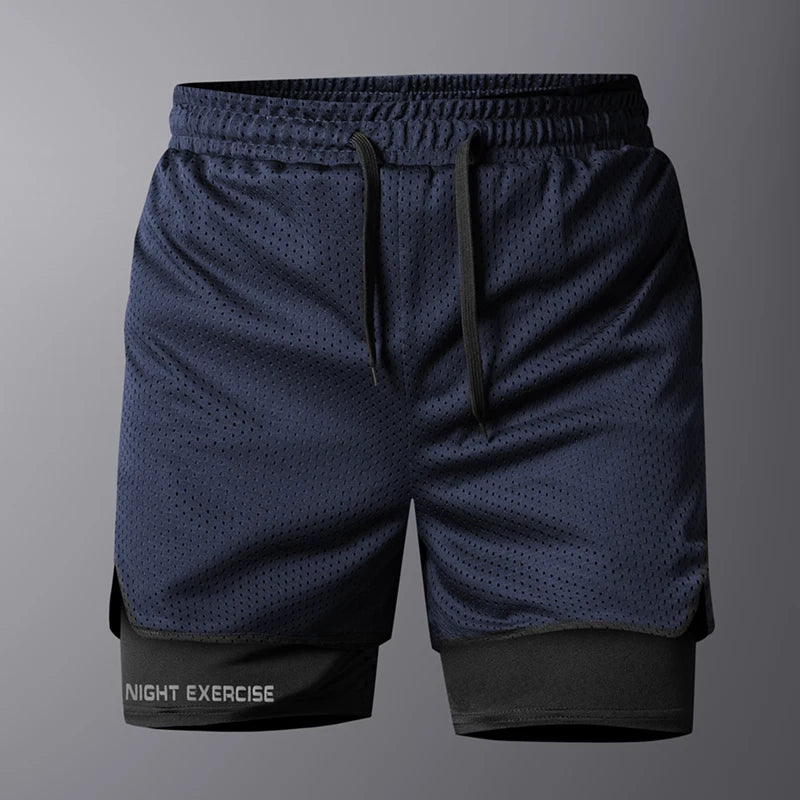 Ippolich Men's 2-in-1 Running Shorts – Quick-Dry Polyester with Inner Liner